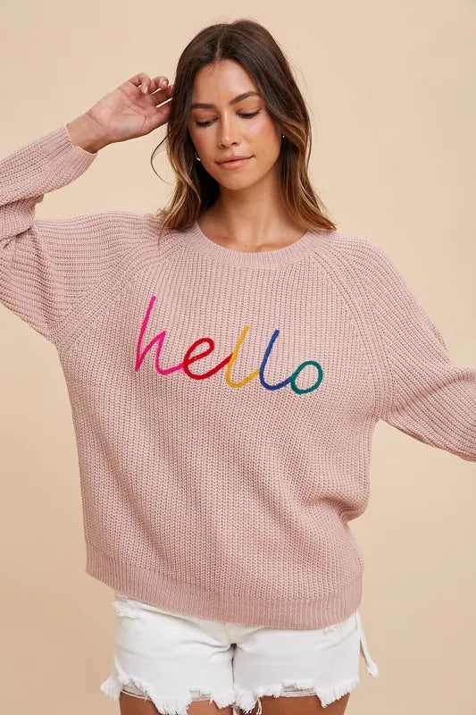 Annie Wear HELLO Embroidered Raglan Sleeve Sweater-Sweaters-Trendsi-Mauve-S-[option4]-[option5]-[option6]-[option7]-[option8]-Shop-Boutique-Clothing-for-Women-Online