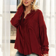 ADORA Button Down Linen Shirt-Blouses-Trendsi-BURGUNDY-S-[option4]-[option5]-[option6]-[option7]-[option8]-Shop-Boutique-Clothing-for-Women-Online