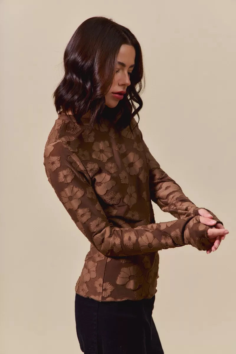SO ME Stretched Jacquard Casual Tops with Thumb Opening-Blouses-Trendsi-[option4]-[option5]-[option6]-[option7]-[option8]-Shop-Boutique-Clothing-for-Women-Online