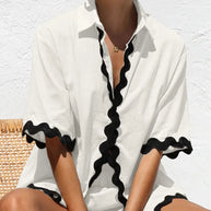 Contrast Trim Half Sleeve Top and Shorts Set-Sets-Trendsi-[option4]-[option5]-[option6]-[option7]-[option8]-Shop-Boutique-Clothing-for-Women-Online