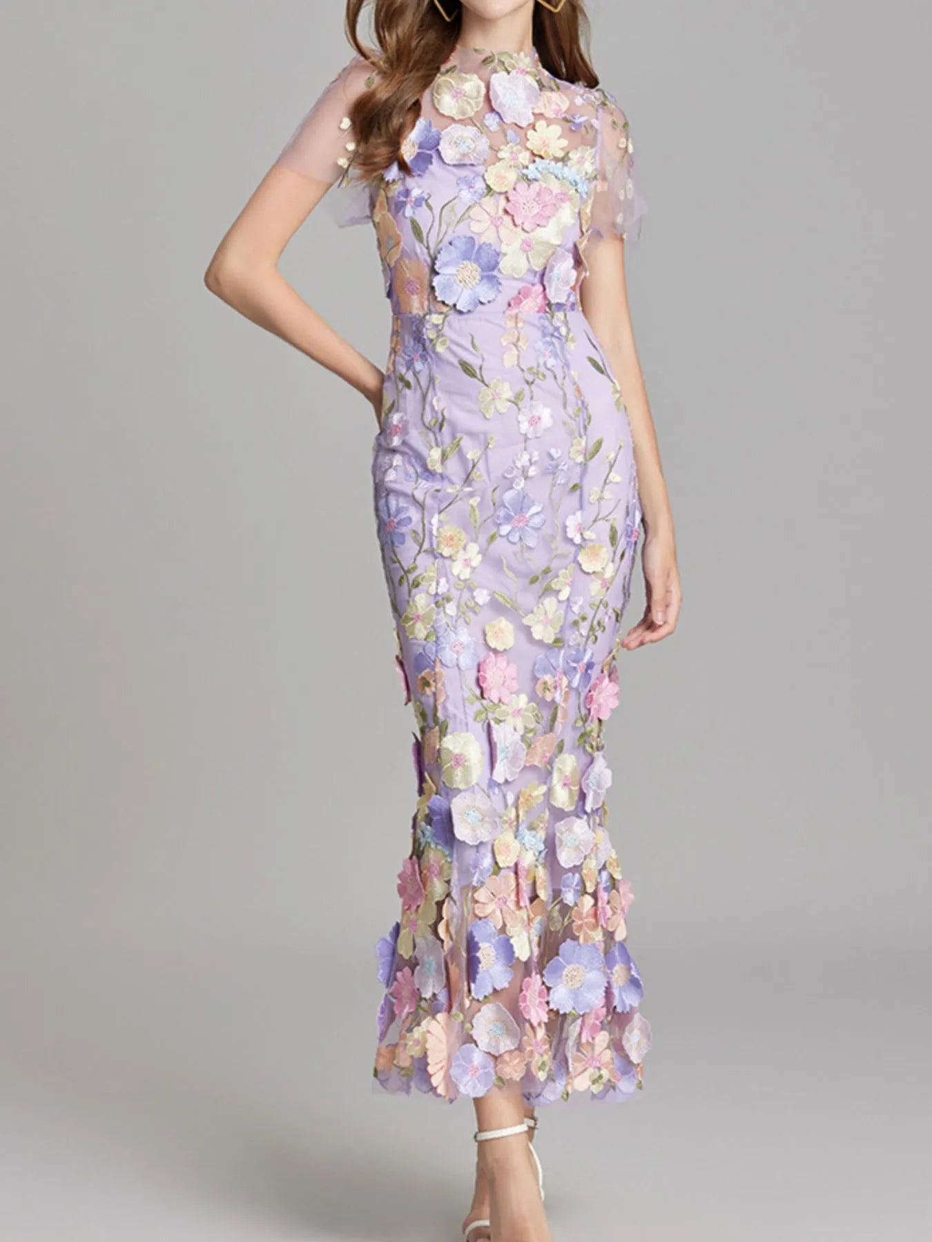 Floral Embroidered Mesh Overlay Maxi Dress-Dresses-Trendsi-[option4]-[option5]-[option6]-[option7]-[option8]-Shop-Boutique-Clothing-for-Women-Online