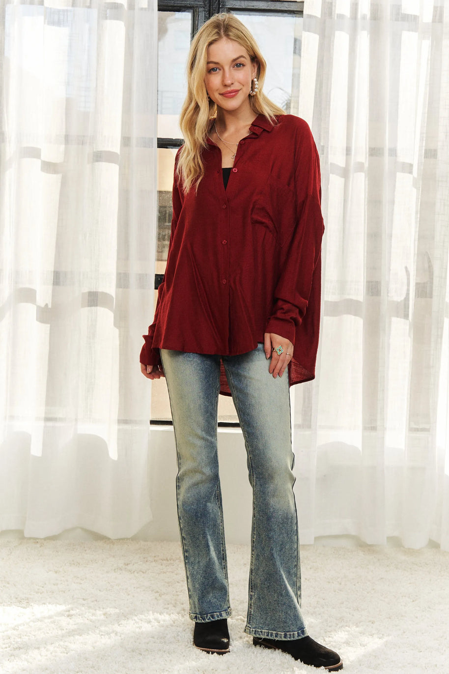ADORA Button Down Linen Shirt-Blouses-Trendsi-[option4]-[option5]-[option6]-[option7]-[option8]-Shop-Boutique-Clothing-for-Women-Online