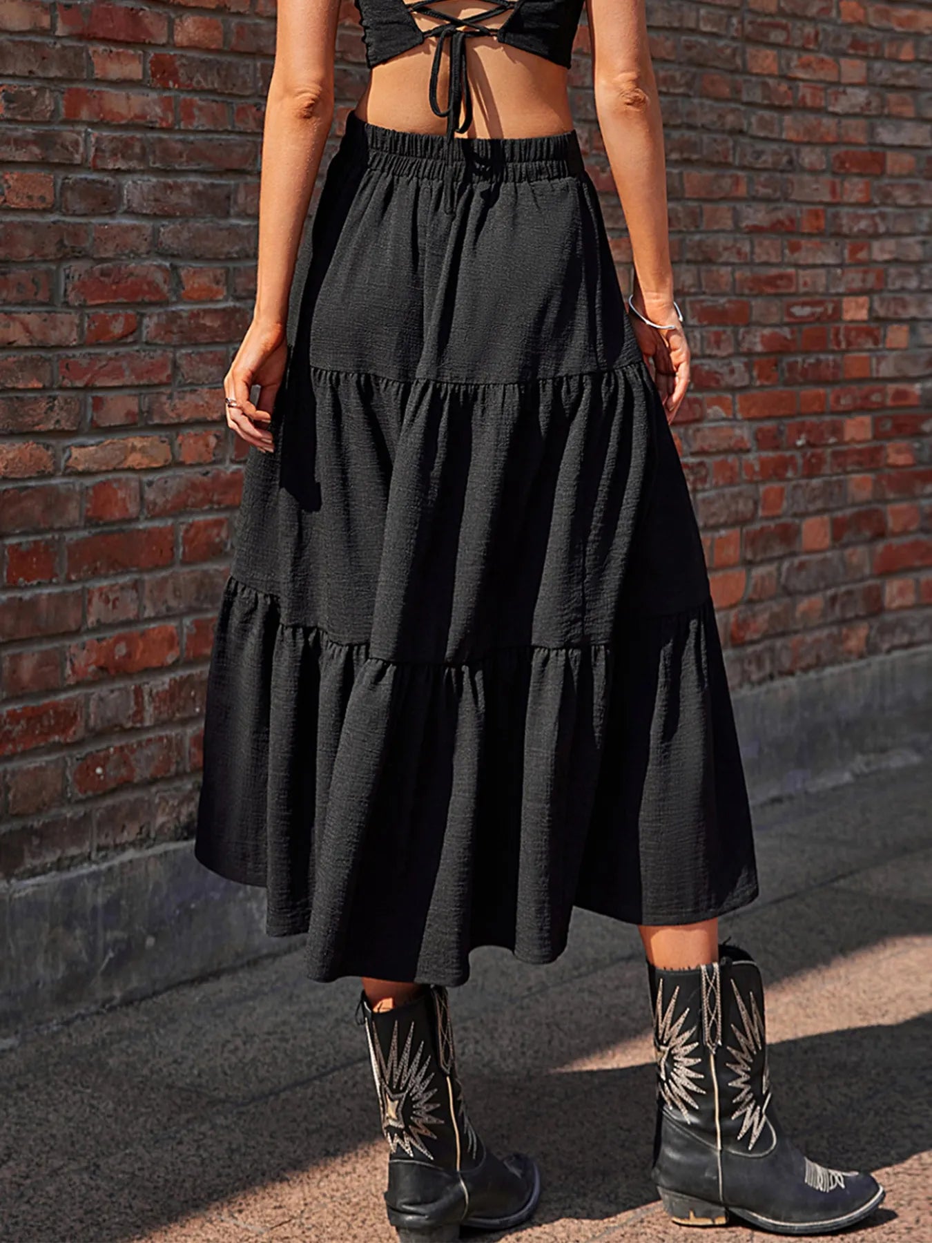 Tiered Midi Skirt-Skirts-Trendsi-[option4]-[option5]-[option6]-[option7]-[option8]-Shop-Boutique-Clothing-for-Women-Online