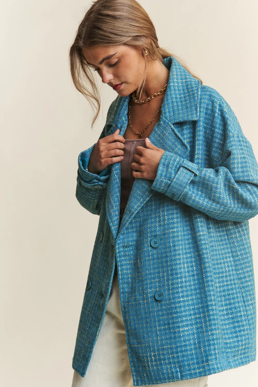 J.NNA Tweed Double-Breasted Long Sleeve Coat-Coats-Trendsi-[option4]-[option5]-[option6]-[option7]-[option8]-Shop-Boutique-Clothing-for-Women-Online