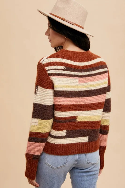 Annie Wear Color Block Round Neck Long Sleeve Sweater-Sweaters-Trendsi-[option4]-[option5]-[option6]-[option7]-[option8]-Shop-Boutique-Clothing-for-Women-Online