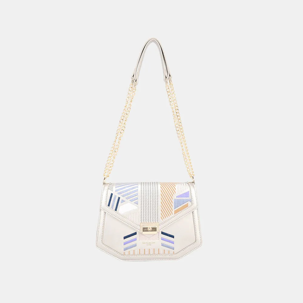David Jones Geometric Print Crossbody Bag-Bags-Trendsi-Silver-One Size-[option4]-[option5]-[option6]-[option7]-[option8]-Shop-Boutique-Clothing-for-Women-Online