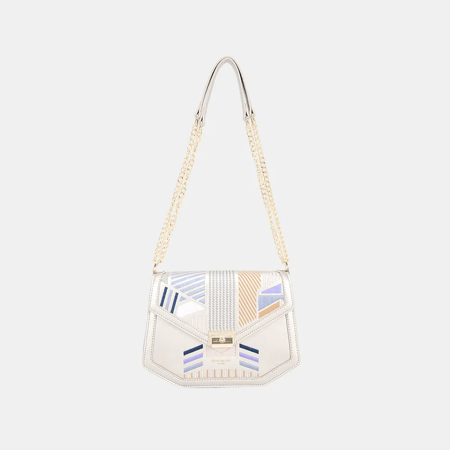 David Jones Geometric Print Crossbody Bag-Bags-Trendsi-Silver-One Size-[option4]-[option5]-[option6]-[option7]-[option8]-Shop-Boutique-Clothing-for-Women-Online