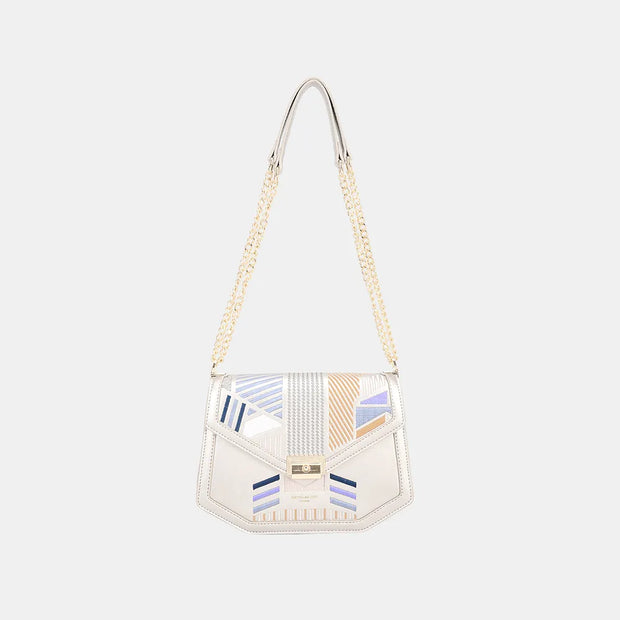 David Jones Geometric Print Crossbody Bag-Bags-Trendsi-Silver-One Size-[option4]-[option5]-[option6]-[option7]-[option8]-Shop-Boutique-Clothing-for-Women-Online