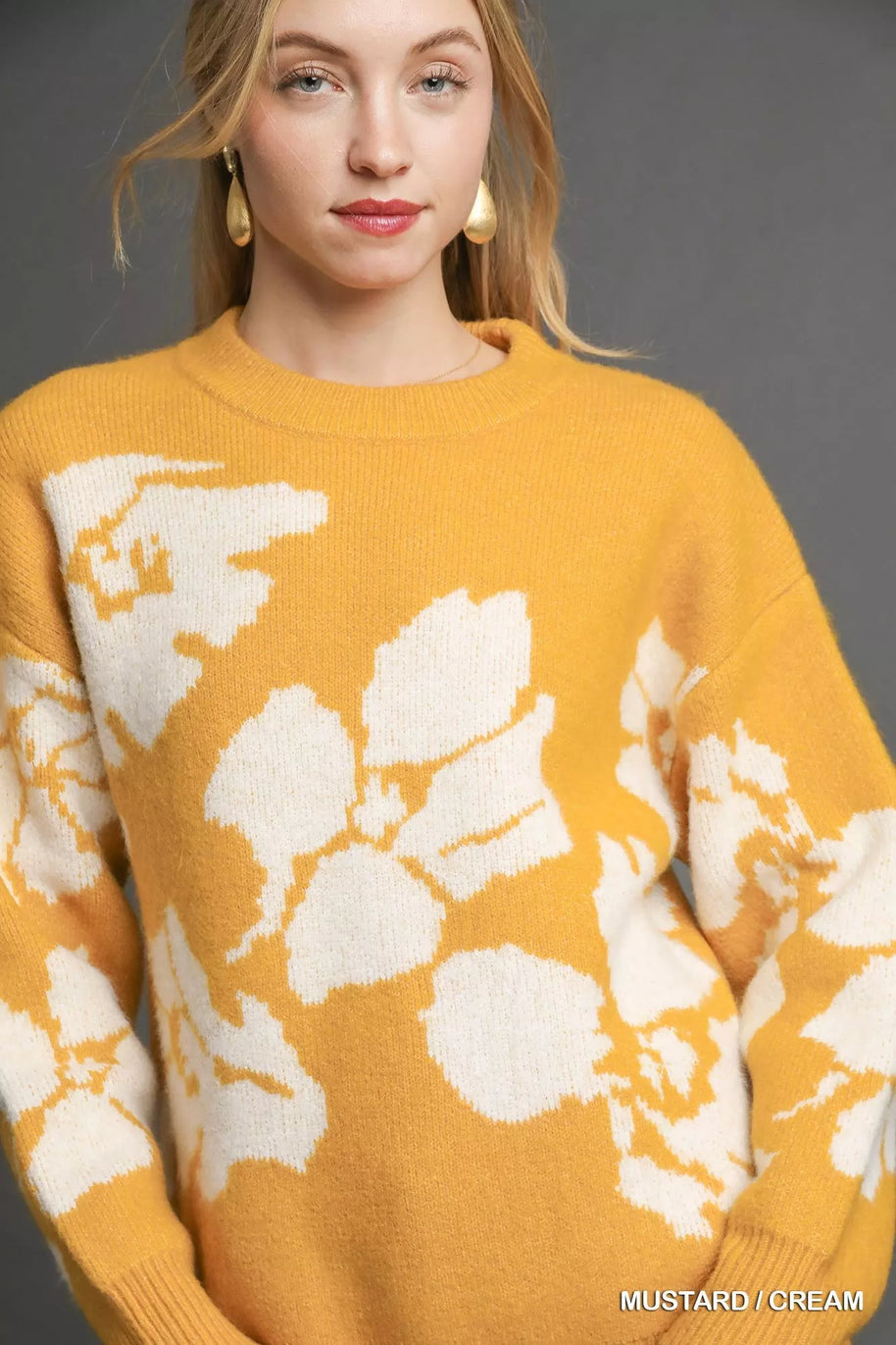 Umgee Floral Long Sleeve Sweater-Sweaters-Trendsi-[option4]-[option5]-[option6]-[option7]-[option8]-Shop-Boutique-Clothing-for-Women-Online