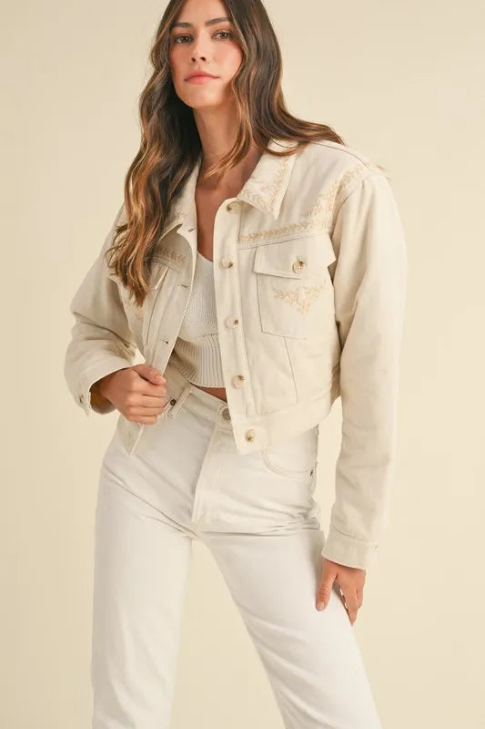 MABLE Embroidered Quilted Cropped Jacket-Coats & Jackets-Trendsi-Taupe-S-[option4]-[option5]-[option6]-[option7]-[option8]-Shop-Boutique-Clothing-for-Women-Online