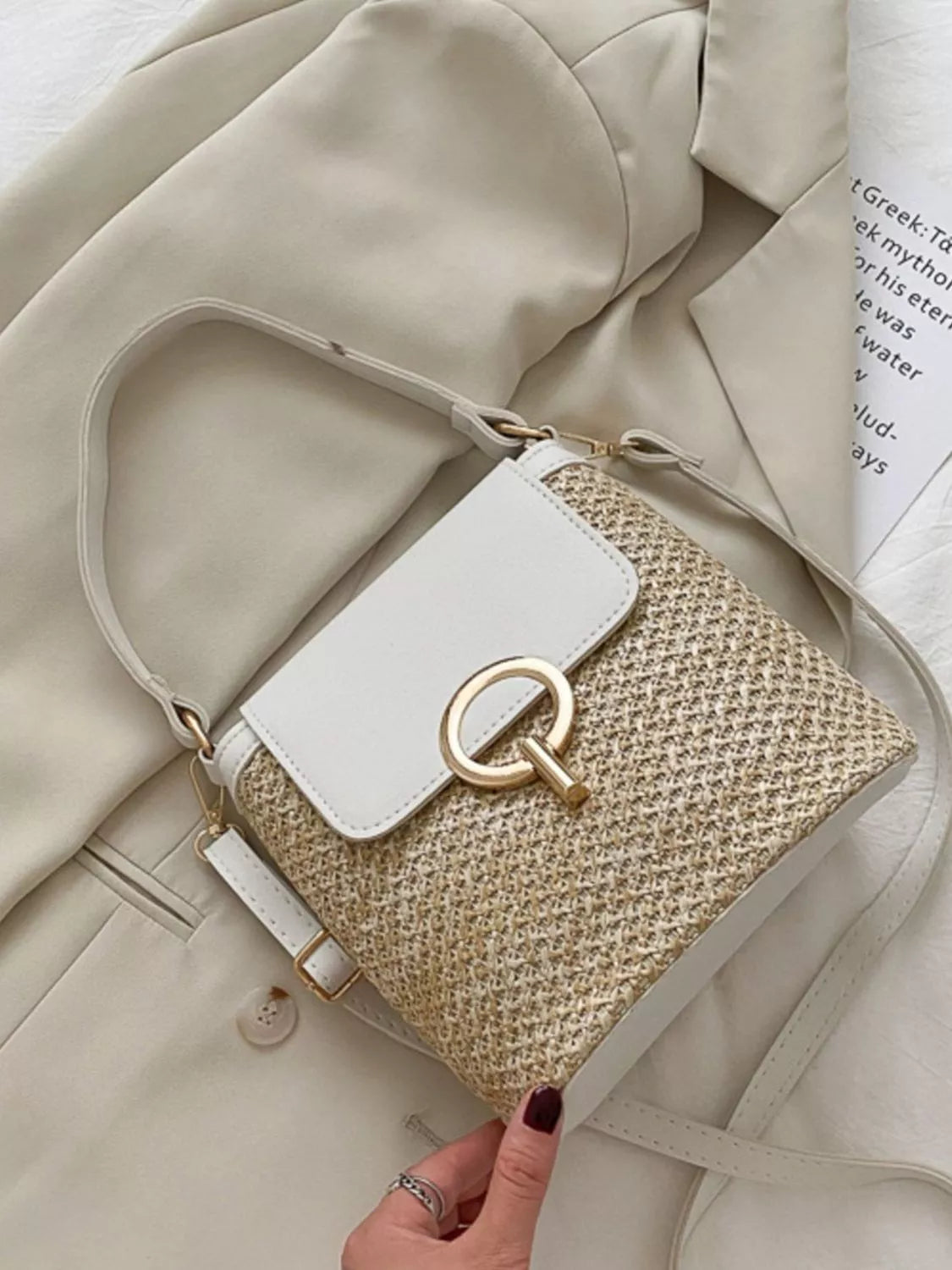 Woven Straw Crossbody Bag-Bags-Trendsi-White-One Size-[option4]-[option5]-[option6]-[option7]-[option8]-Shop-Boutique-Clothing-for-Women-Online