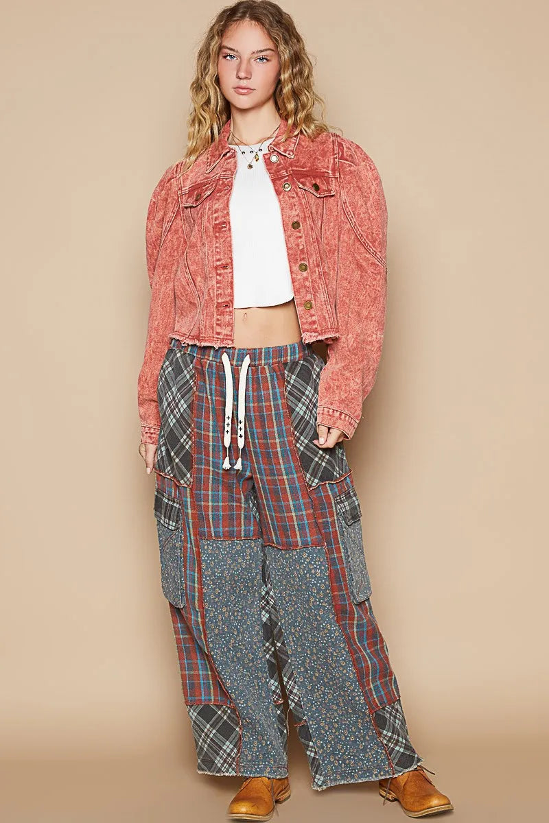 POL Raw Hem Button Up Cropped Denim Jacket-Coats & Jackets-Trendsi-[option4]-[option5]-[option6]-[option7]-[option8]-Shop-Boutique-Clothing-for-Women-Online
