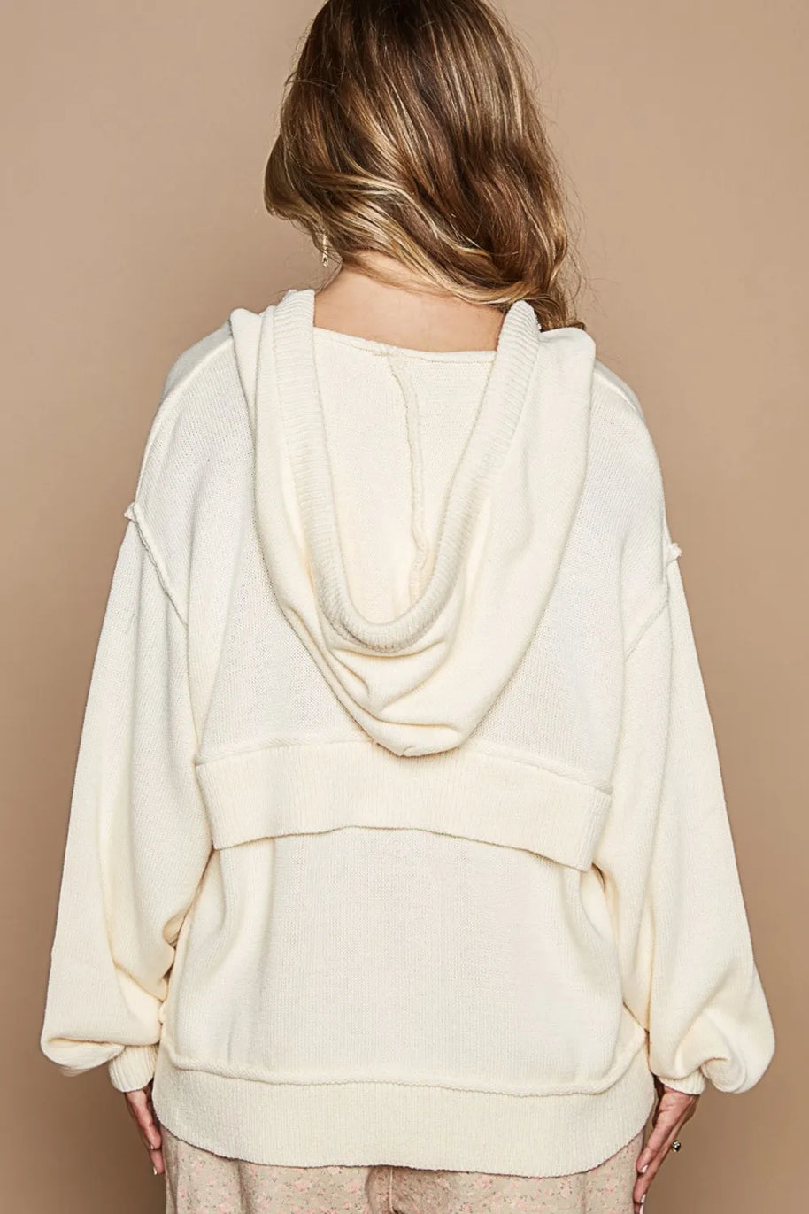 POL Half Zip Drop Shoulder Hooded Sweater-Sweaters-Trendsi-[option4]-[option5]-[option6]-[option7]-[option8]-Shop-Boutique-Clothing-for-Women-Online