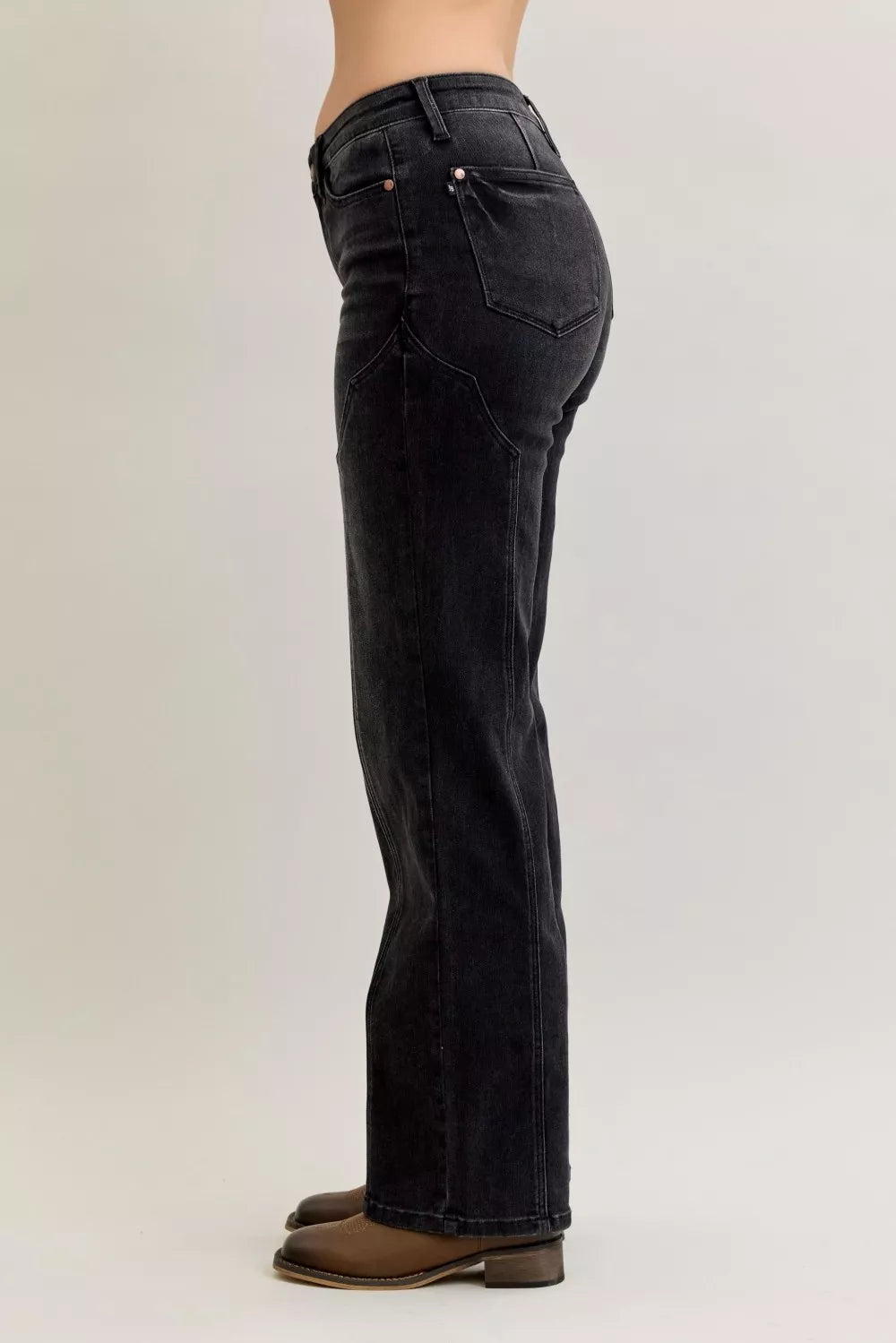 Judy Blue Mid Rise Straight Western Seam Detail Jeans-Jeans-Trendsi-[option4]-[option5]-[option6]-[option7]-[option8]-Shop-Boutique-Clothing-for-Women-Online