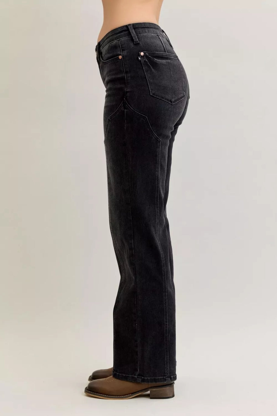 Judy Blue Mid Rise Straight Western Seam Detail Jeans-Jeans-Trendsi-[option4]-[option5]-[option6]-[option7]-[option8]-Shop-Boutique-Clothing-for-Women-Online