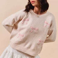 SO ME Embroidered Ribbon Round Neck Sweater-Sweaters-Trendsi-[option4]-[option5]-[option6]-[option7]-[option8]-Shop-Boutique-Clothing-for-Women-Online