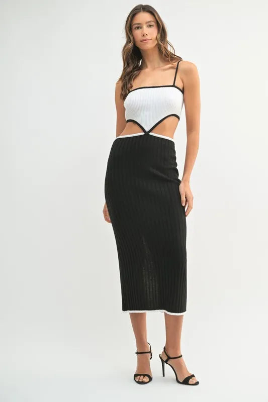 MABLE Ribbed Knit Color Block Cutout Midi Dress-Dresses-Trendsi-[option4]-[option5]-[option6]-[option7]-[option8]-Shop-Boutique-Clothing-for-Women-Online