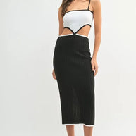 MABLE Ribbed Knit Color Block Cutout Midi Dress-Dresses-Trendsi-[option4]-[option5]-[option6]-[option7]-[option8]-Shop-Boutique-Clothing-for-Women-Online
