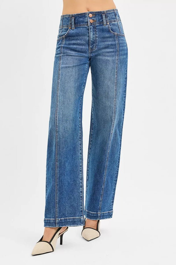 RISEN Mid Rise Fit Wide Baggy Jeans-Jeans-Trendsi-[option4]-[option5]-[option6]-[option7]-[option8]-Shop-Boutique-Clothing-for-Women-Online