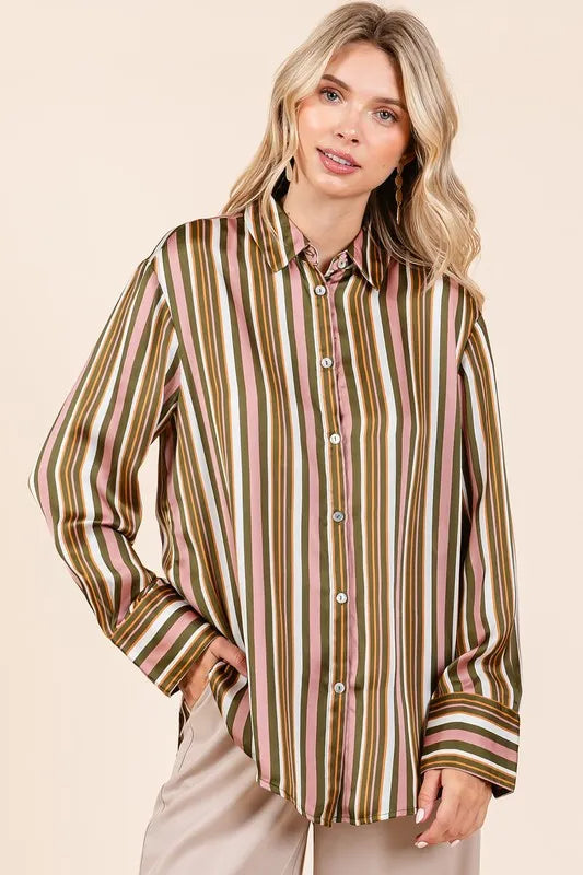 Mittoshop Striped Button Down Satin Shirt-Blouses-Trendsi-[option4]-[option5]-[option6]-[option7]-[option8]-Shop-Boutique-Clothing-for-Women-Online