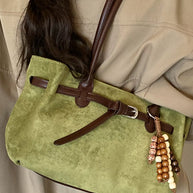 Vintage Suede Tote Bag-hand bag-Trendsi-Green-One Size-[option4]-[option5]-[option6]-[option7]-[option8]-Shop-Boutique-Clothing-for-Women-Online