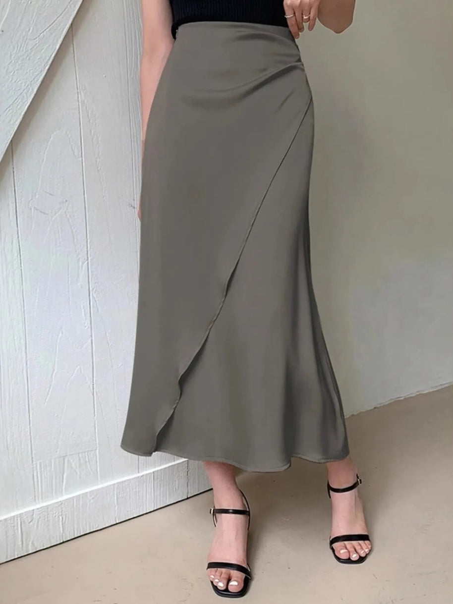 Asymmetric Wrap Midi Skirt with Fluted Hem-Skirts-Trendsi-Army Green-S-[option4]-[option5]-[option6]-[option7]-[option8]-Shop-Boutique-Clothing-for-Women-Online