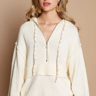 POL Half Zip Drop Shoulder Hooded Sweater-Sweaters-Trendsi-Provence Cream-S-[option4]-[option5]-[option6]-[option7]-[option8]-Shop-Boutique-Clothing-for-Women-Online