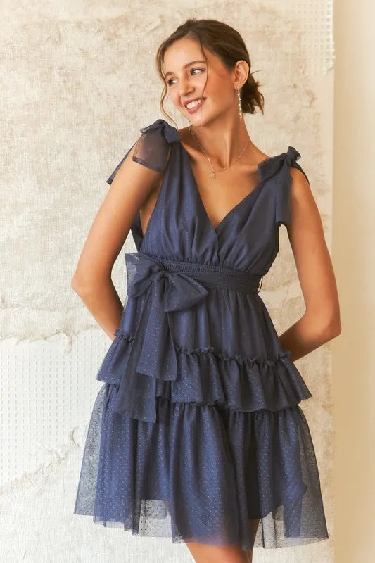 ADORA Tie Shoulder Polka Dot Mesh Dress-Dresses-Trendsi-[option4]-[option5]-[option6]-[option7]-[option8]-Shop-Boutique-Clothing-for-Women-Online