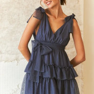 ADORA Tie Shoulder Polka Dot Mesh Dress-Dresses-Trendsi-[option4]-[option5]-[option6]-[option7]-[option8]-Shop-Boutique-Clothing-for-Women-Online