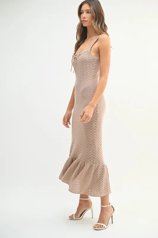 MABLE Ruffled Hem Sleeveless Crochet Knit Midi Dress-Dresses-Trendsi-[option4]-[option5]-[option6]-[option7]-[option8]-Shop-Boutique-Clothing-for-Women-Online