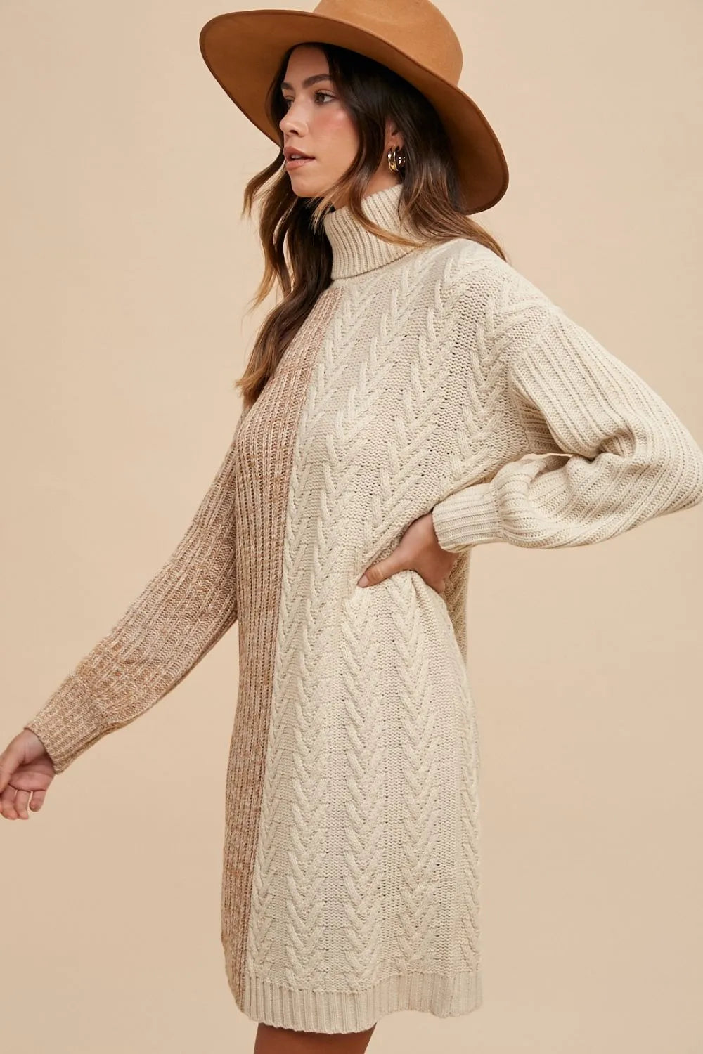 Annie Wear Color Block Turtleneck Sweater Dress-Dresses-Trendsi-[option4]-[option5]-[option6]-[option7]-[option8]-Shop-Boutique-Clothing-for-Women-Online