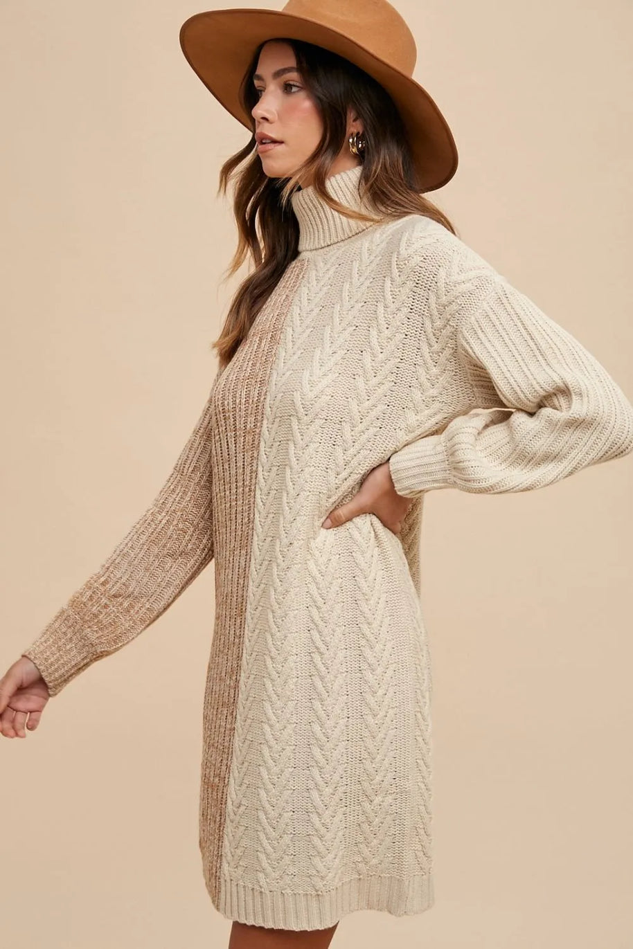 Annie Wear Color Block Turtleneck Sweater Dress-Dresses-Trendsi-[option4]-[option5]-[option6]-[option7]-[option8]-Shop-Boutique-Clothing-for-Women-Online