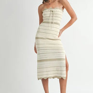 MABLE Contrast Striped Crochet Knit Midi Dress-Dresses-Trendsi-[option4]-[option5]-[option6]-[option7]-[option8]-Shop-Boutique-Clothing-for-Women-Online
