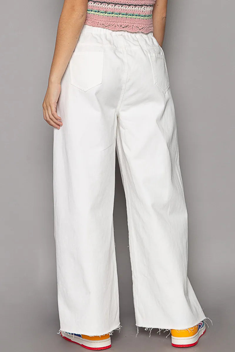 POL Distressed Drawstring Slit Wide leg Pants-Pants-Trendsi-[option4]-[option5]-[option6]-[option7]-[option8]-Shop-Boutique-Clothing-for-Women-Online