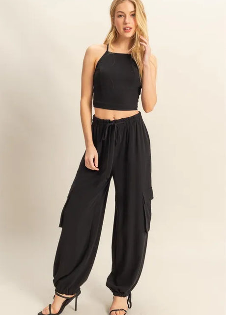 HYFVE Crop Top and Cargo Pants Set-sets-Trendsi-BLACK-S-[option4]-[option5]-[option6]-[option7]-[option8]-Shop-Boutique-Clothing-for-Women-Online