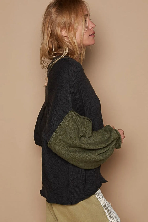 POL Color Block Roll Hem Hacci Sweater-Sweaters-Trendsi-[option4]-[option5]-[option6]-[option7]-[option8]-Shop-Boutique-Clothing-for-Women-Online