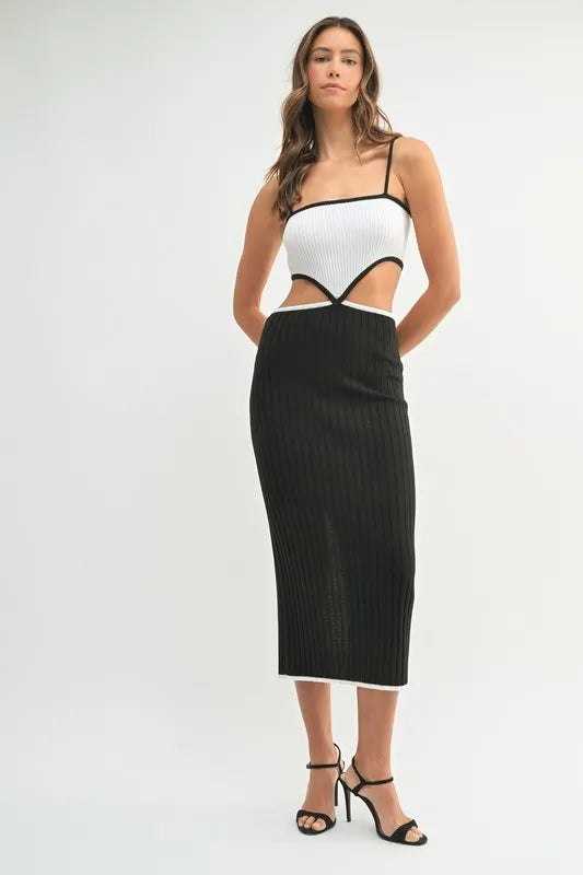 MABLE Ribbed Knit Color Block Cutout Midi Dress-Dresses-Trendsi-[option4]-[option5]-[option6]-[option7]-[option8]-Shop-Boutique-Clothing-for-Women-Online