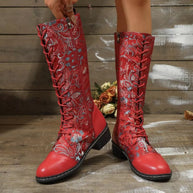 Lace Up Block Heels Boots-110 Fashion Boots-Trendsi-[option4]-[option5]-[option6]-[option7]-[option8]-Shop-Boutique-Clothing-for-Women-Online