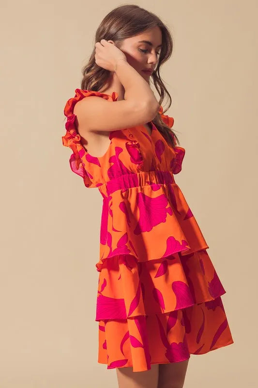 SO ME Floral V Neck Layered Dress with Elasticized Waist-Dresses-Trendsi-[option4]-[option5]-[option6]-[option7]-[option8]-Shop-Boutique-Clothing-for-Women-Online