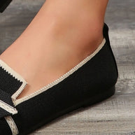 Bow Contrast Trim Point Toe Loafers-Flats-Trendsi-[option4]-[option5]-[option6]-[option7]-[option8]-Shop-Boutique-Clothing-for-Women-Online
