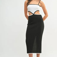 MABLE Ribbed Knit Color Block Cutout Midi Dress-Dresses-Trendsi-Black-S-[option4]-[option5]-[option6]-[option7]-[option8]-Shop-Boutique-Clothing-for-Women-Online