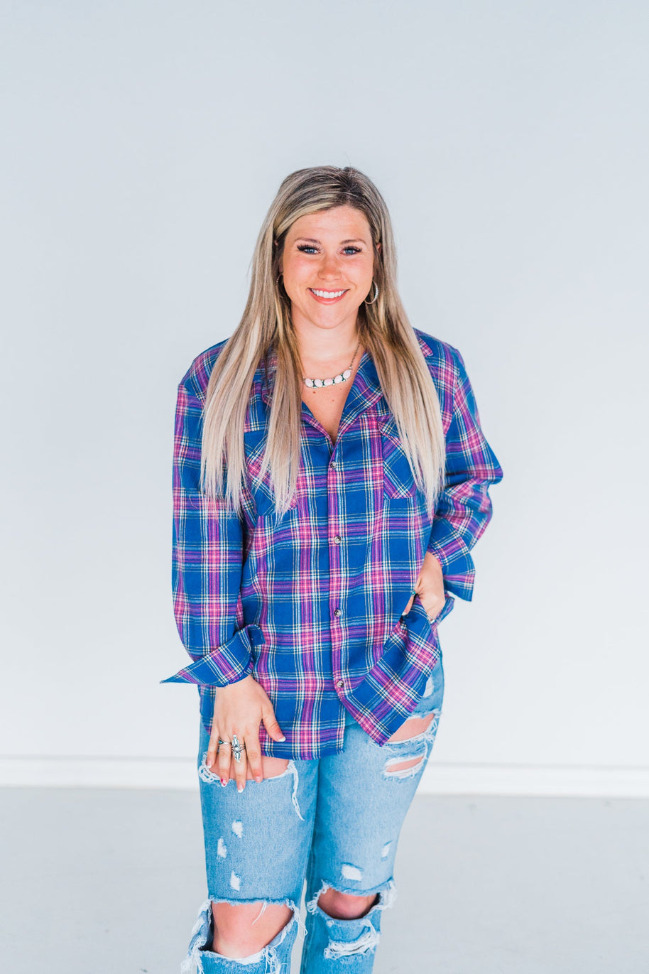 Shirley & Stone Lightweight Plaid Flannel In Four Colors-Womens-Ave Shops-[option4]-[option5]-[option6]-[option7]-[option8]-Shop-Boutique-Clothing-for-Women-Online