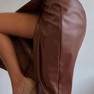 Slit Leather Midi Skirt-Skirts-Trendsi-[option4]-[option5]-[option6]-[option7]-[option8]-Shop-Boutique-Clothing-for-Women-Online