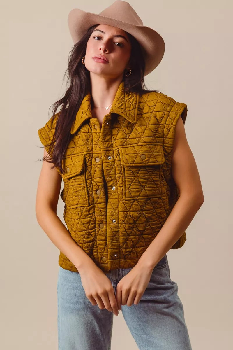 SO ME Triangle Quilting Stitch Button Up Knit Vest-Vest-Trendsi-KHAKI-S-[option4]-[option5]-[option6]-[option7]-[option8]-Shop-Boutique-Clothing-for-Women-Online