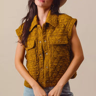 SO ME Triangle Quilting Stitch Button Up Knit Vest-Vest-Trendsi-KHAKI-S-[option4]-[option5]-[option6]-[option7]-[option8]-Shop-Boutique-Clothing-for-Women-Online