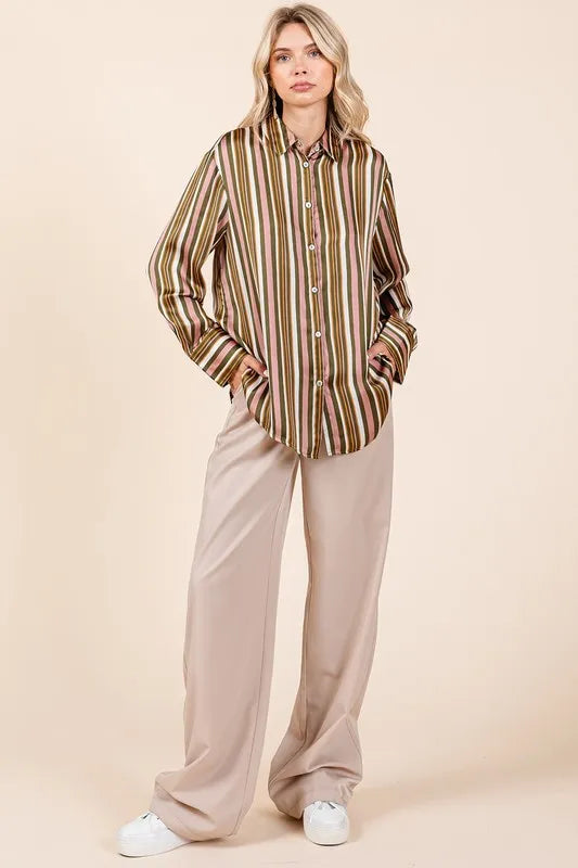 Mittoshop Striped Button Down Satin Shirt-Blouses-Trendsi-[option4]-[option5]-[option6]-[option7]-[option8]-Shop-Boutique-Clothing-for-Women-Online