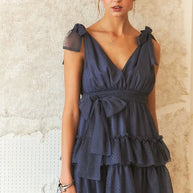 ADORA Tie Shoulder Polka Dot Mesh Dress-Dresses-Trendsi-[option4]-[option5]-[option6]-[option7]-[option8]-Shop-Boutique-Clothing-for-Women-Online
