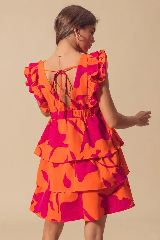 SO ME Floral V Neck Layered Dress with Elasticized Waist-Dresses-Trendsi-[option4]-[option5]-[option6]-[option7]-[option8]-Shop-Boutique-Clothing-for-Women-Online