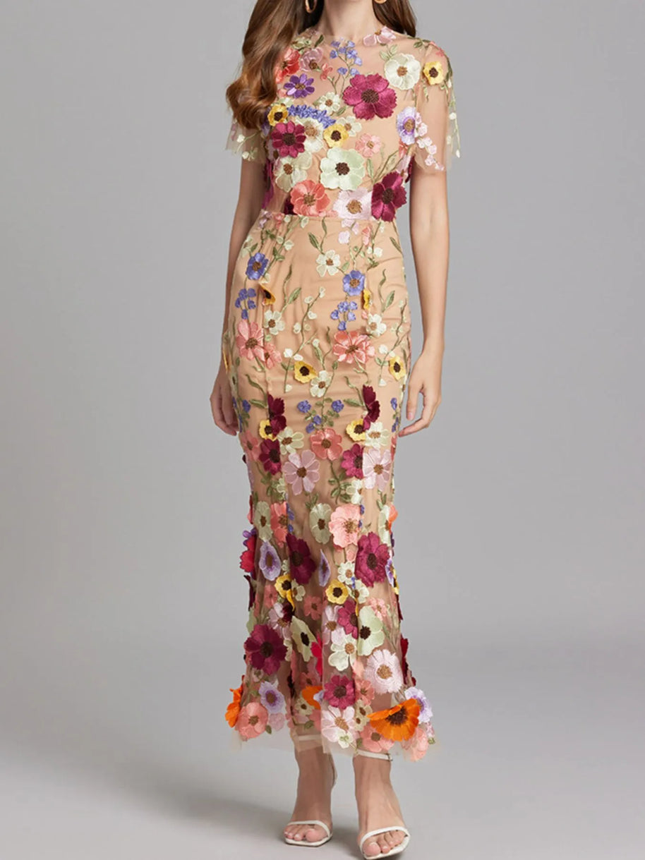 Floral Embroidered Mesh Overlay Maxi Dress-Dresses-Trendsi-[option4]-[option5]-[option6]-[option7]-[option8]-Shop-Boutique-Clothing-for-Women-Online