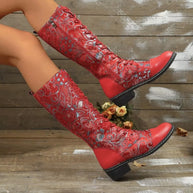 Lace Up Block Heels Boots-110 Fashion Boots-Trendsi-[option4]-[option5]-[option6]-[option7]-[option8]-Shop-Boutique-Clothing-for-Women-Online